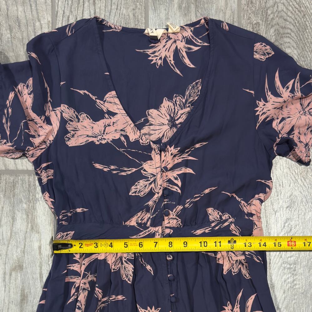 Roxy Bright Daylight Short Sleeve Maxi Dress Floral Print Small Blue & Pink Boho - Picture 11 of 15